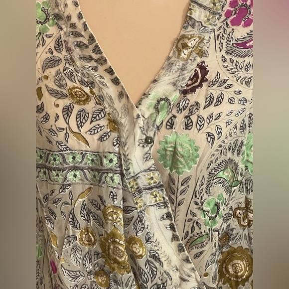 Anthropologie Floreat Japonica Floral Silk Blend Velvet Wrap Blouse Small - Picture 8 of 12